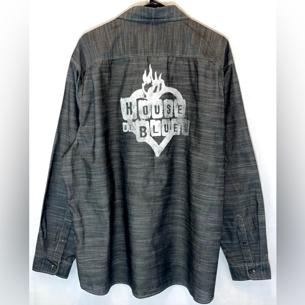 House Of Blues Long Sleeve Shirt Mens 3XL Gray Chambray Rare Vintage